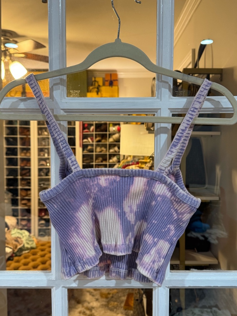 🦄 ZARA Purple Lavender Tie-Dye Ribbed Cropped Camisole Spaghetti Straps Tank 🦄 - Picture 3 of 4